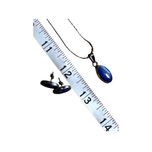 Vintage Set of Lapis Lazuli Necklace and Earrings - Picture 7 of 9